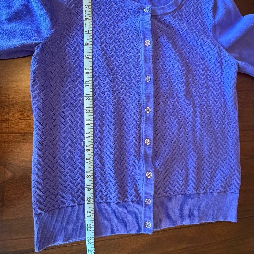 Talbots Women's Blue Purple Cardigan Classic Crochet, Size Large - Picture 9 of 10